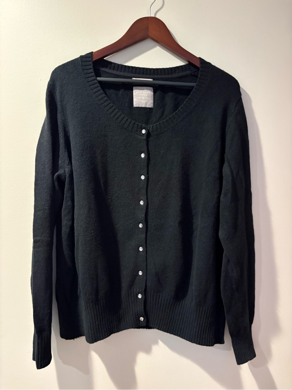 Old Navy Black Rhinestone Button Cardigan Sweater Rabbit Hair Blend 2X